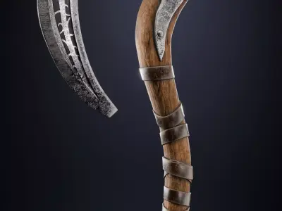  Viking Bearded Axe Game Ready Asset Low-poly 3D model