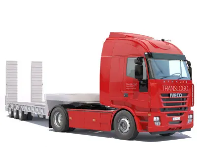 Iveco Stralis with Flatbed Semitruck 3D model