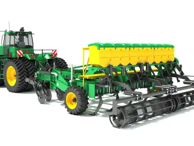 Tractor with Seed Drill 3D model get
