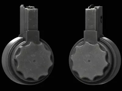 X Products X-15 50 Round Drum Magazine cal 223 Low-poly 3D model
