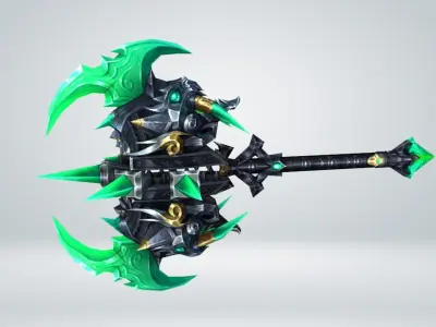 Futuristic Axe Low-poly 3D model 3