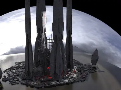 Sci fi City Under Construction scaffolding  3D model