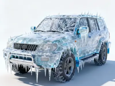 Frozen Ice-Encased Off-Road SUV 3D Model Low-poly 3D model