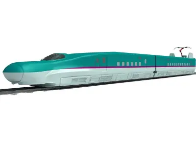 Blue High-Speed Train Shinkansen 3D model