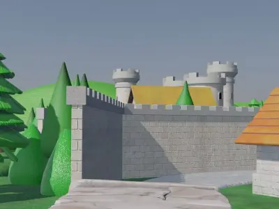 Medieval Village Landscape 3D model