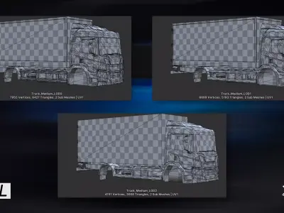 Gridlock - Euro truck lorry - PBR gameready city vehicle Low-poly 3D model