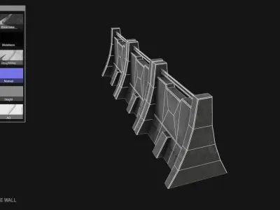 Scifi militarybase wall Low-poly 3D model