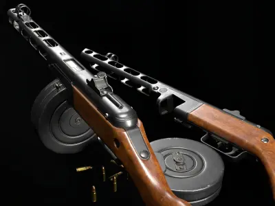 PPSH-41 Submachine Gun Low-poly 3D model get