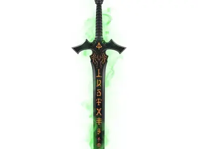 Haunted Jack O Lantern Runeblade 3D Model Cursed Enchanted Sword Low-poly 3D model