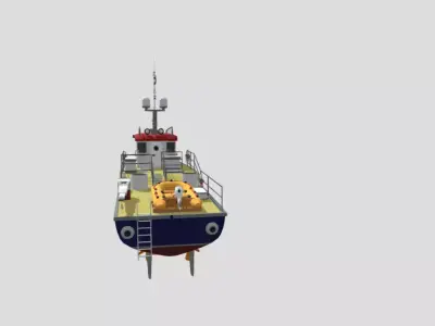 Offshore Supply Vessel Industrial Marine Ship Low-poly 3D model