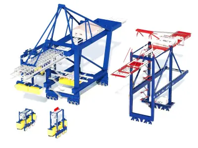 Professional Port Container Terminal Equipment Pack Low-poly 3D model