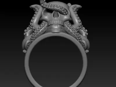 Ring Octopus Scull 3D print model