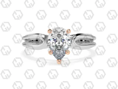 Ring 227 Pear shape split shank solitaire ring with Gems 3D print model