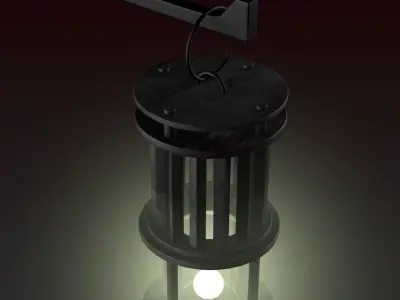 Antique Old Lantern Light Lamp Low-poly 3D model