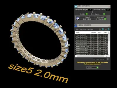 Diamond Infinity Wedding Band or Fashion Band Size 5 3D print model