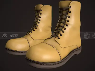 Yellow Boots Style 1 Low-poly 3D model