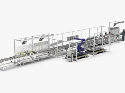 Automatic Elevator Door Panel Assembly Line 3D model