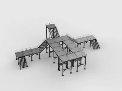 Modular stairs and gantry 3D model