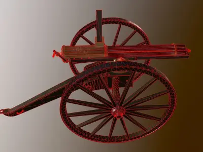 Gatling Gun Low-poly 3D model buy