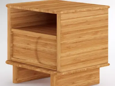 wes wood nightstand with drawer 3D model