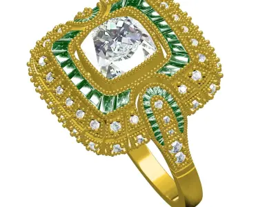Antique Art Deco Vintage Ring 3 3D print model
