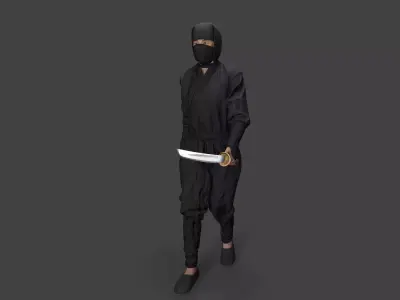Bandit man in tracksuit  Low-poly 3D model