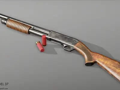 Ithaca Model 37 Low-poly 3D model
