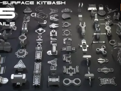 Sci-Fi Hard Surface KITBASH 65 DETAILS  3D model