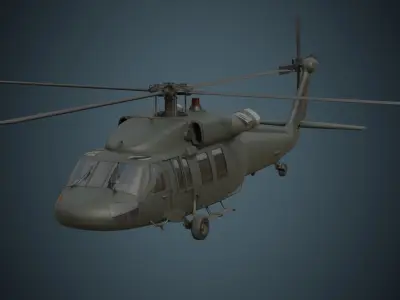 Military Helicopter 1B Low-poly 3D model