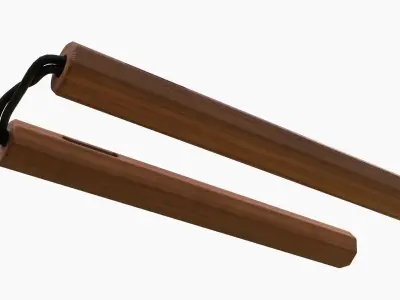 Nunchaku wood octagonal lace 3D model