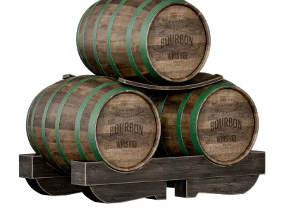 Wooden barrels 3D model shop