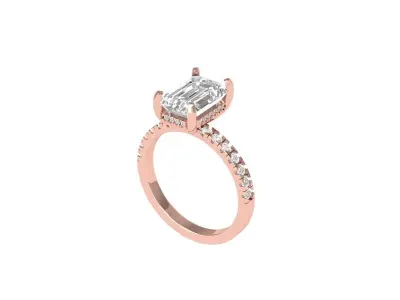Emerald Solitaire Ring With Side Stone 3D print model purchase