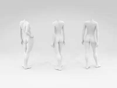 headless female fashion mannequin relaxed set Low-poly 3D model