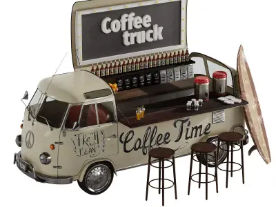 Coffee Truck set 1 3D model purchase