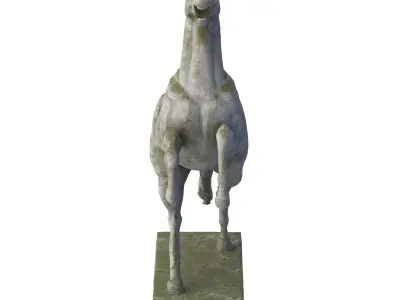 Rearing horse stone statues Low-poly 3D model