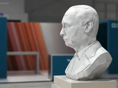 Marble Busts of Presidents on Pedestal Collection 