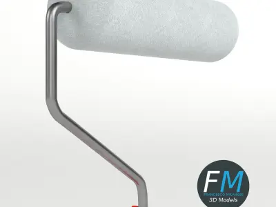 Round roller paint brush 3D model