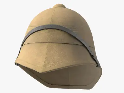 Old 1879 British Campaign Helmet Beige Diagonal Strap 3D model