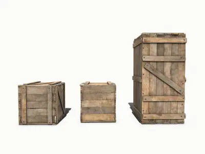Wooden Boxes Low-poly PBR Free low-poly 3D model