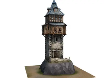 Medieval Building 07 Defence Tower Low-poly 3D model