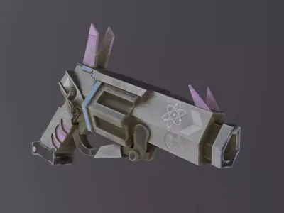 Gun Low Poly 3D Model Game Ready PBR Textures Low-poly 3D model
