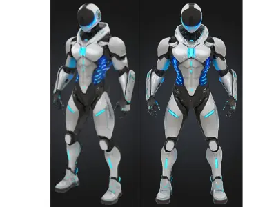 Sci-Fi Robot Warrior Low-poly 3D model