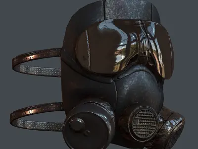 Gas mask helmet 3d model scifi Low-poly Low-poly 3D model Low-poly 3D model 19