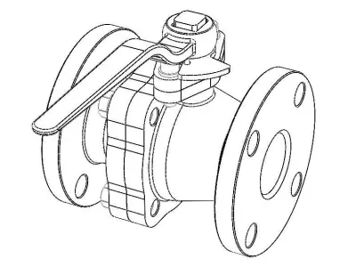 Flanged Ball Valve Assembly Free 3D model