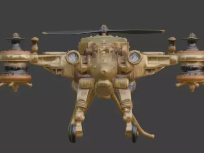 Steampunk Heavy Tactical Combat Drone 3D Model Low-poly 3D model