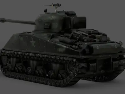  Sherman Firefly - WWII Allied British Tank 3D Model Low-poly 3D model