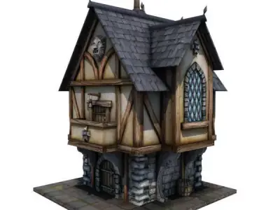 Medieval Building 02 Merchant House Low-poly 3D model