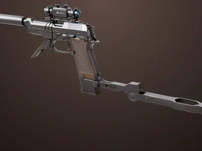 Pistol 08 Black Generic All PBR UE Textures Included Low-poly 3D model