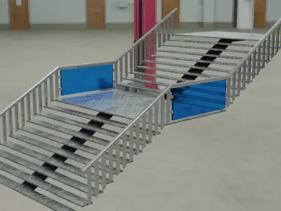 Metal staircase Free low-poly 3D model