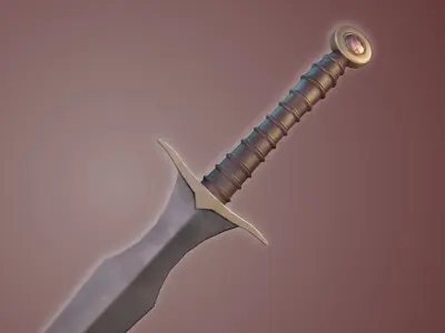 Fantasy Long-sword Low-Poly Melee Weapon Low-poly 3D model
